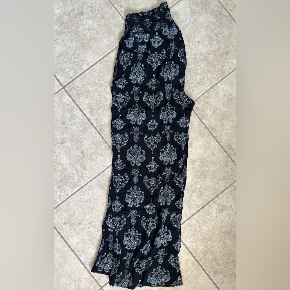 smocked wide leg gauze pant